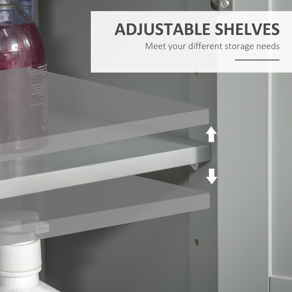 Kleankin 2 Door Grey Freestanding Bathroom Cabinet Image 5