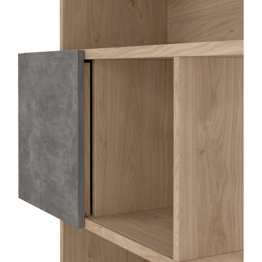 Furniture To Go Maze 3 Door 5 Shelf Jackson Hickory and Concrete Asymmetrical Bookcase Image 7