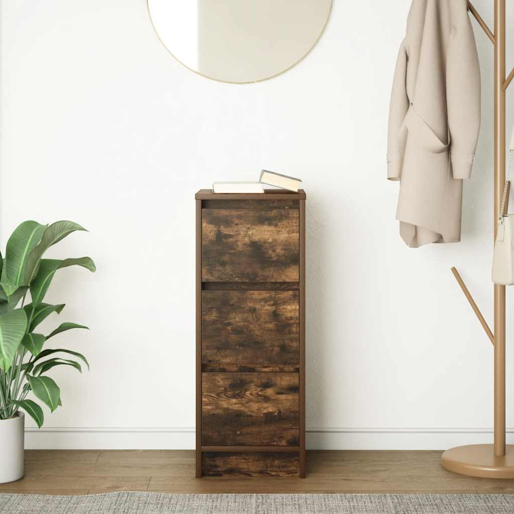 vidaXL 3 Drawer Smoked Oak Sideboard Image 3