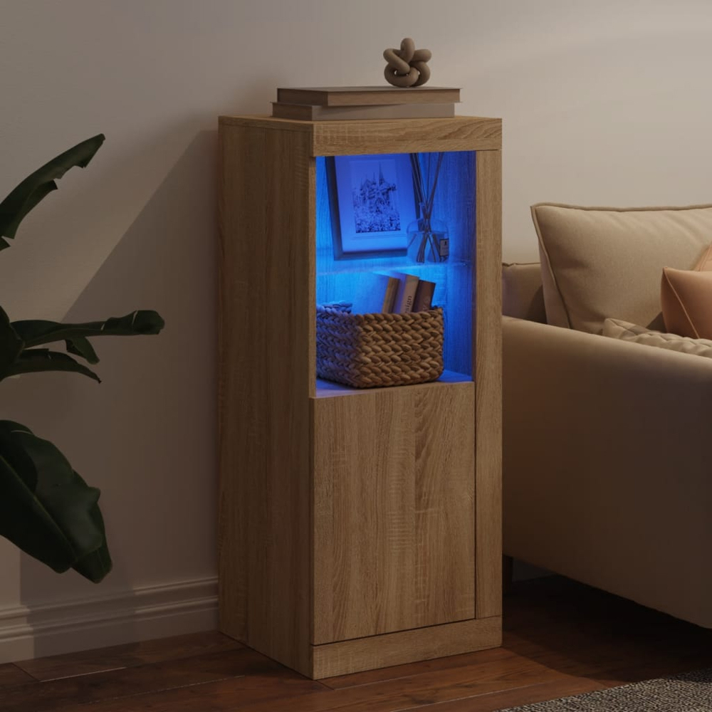 vidaXL Single Door 2 Shelf Sonoma Oak Sideboard with RGB LED Lights Image 4