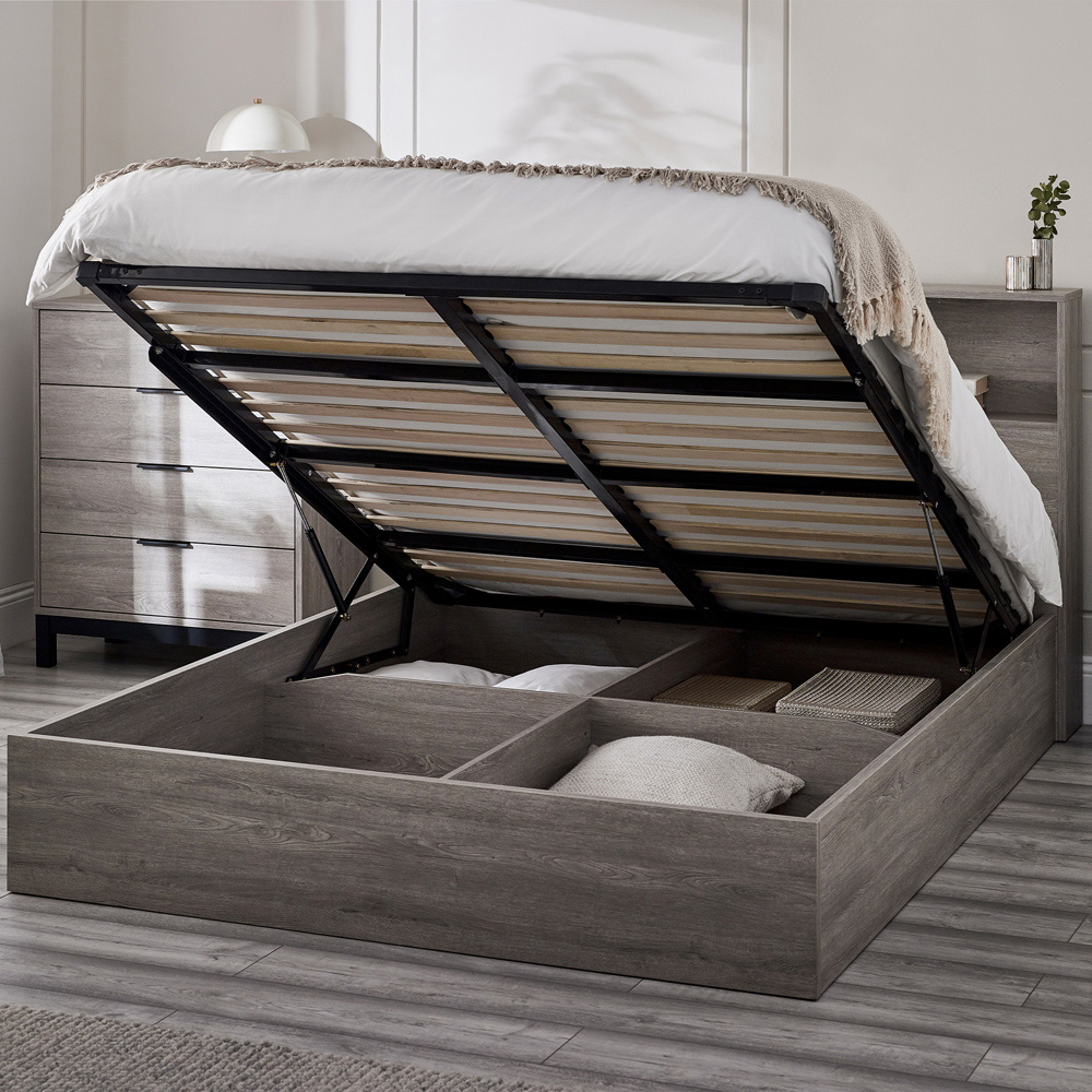 Julian Bowen Bali King Size Grey Oak Storage Ottoman Bed Image 9