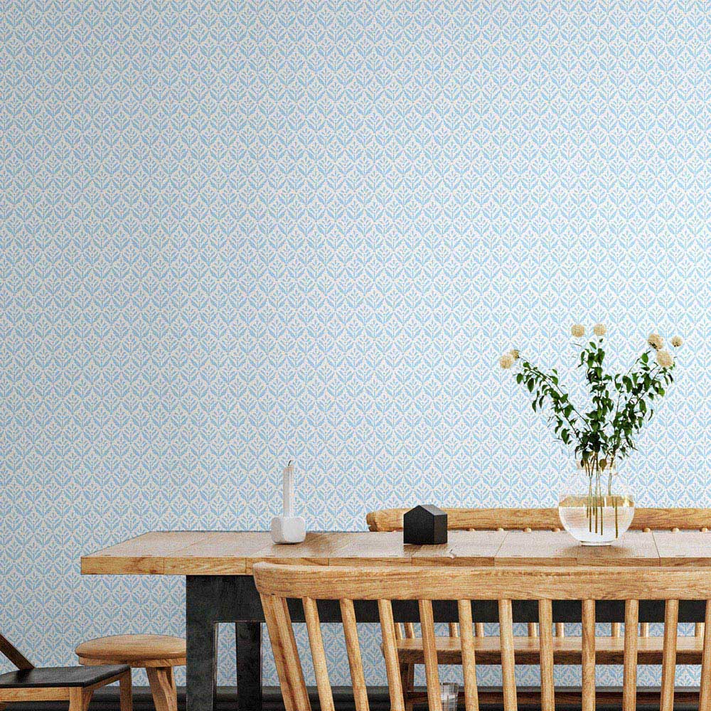 Hoopla Walls Purity Mini Leaf Blue Wallpaper Image 2
