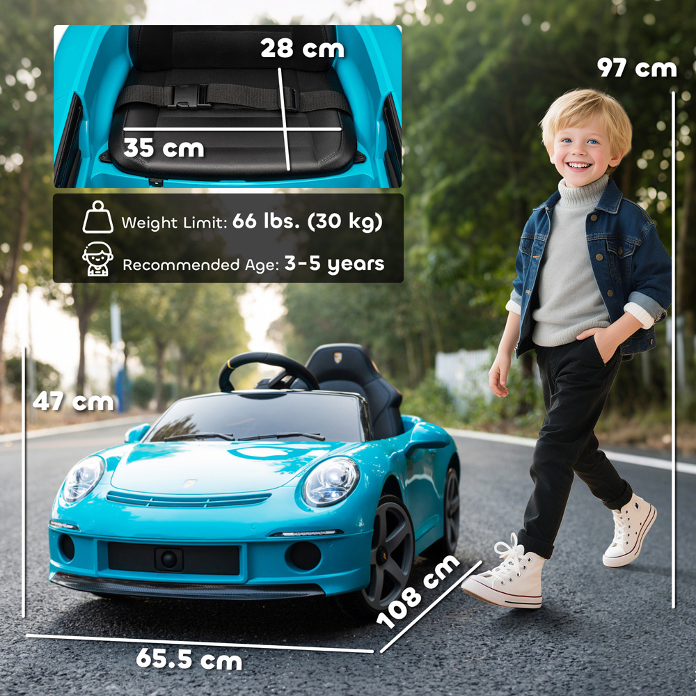 Tommy Toys RUF GT Blue Kids Electric Car 12V Image 9