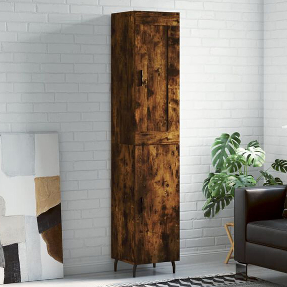 vidaXL 2 Door Smoked Oak Highboard Image 1