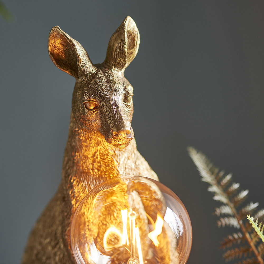Merano Andria Vintage Gold Paint and Matt Black Kangaroo Table Lamp Image 5