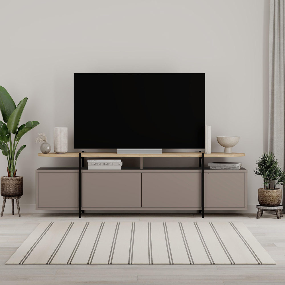 Decortie Hanley 4 Door Light Mocha TV Stand Image 6