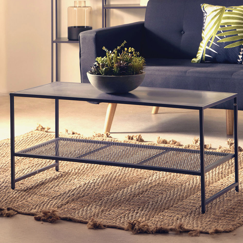 Premier Housewares Grey Metal Coffee Table Image 1
