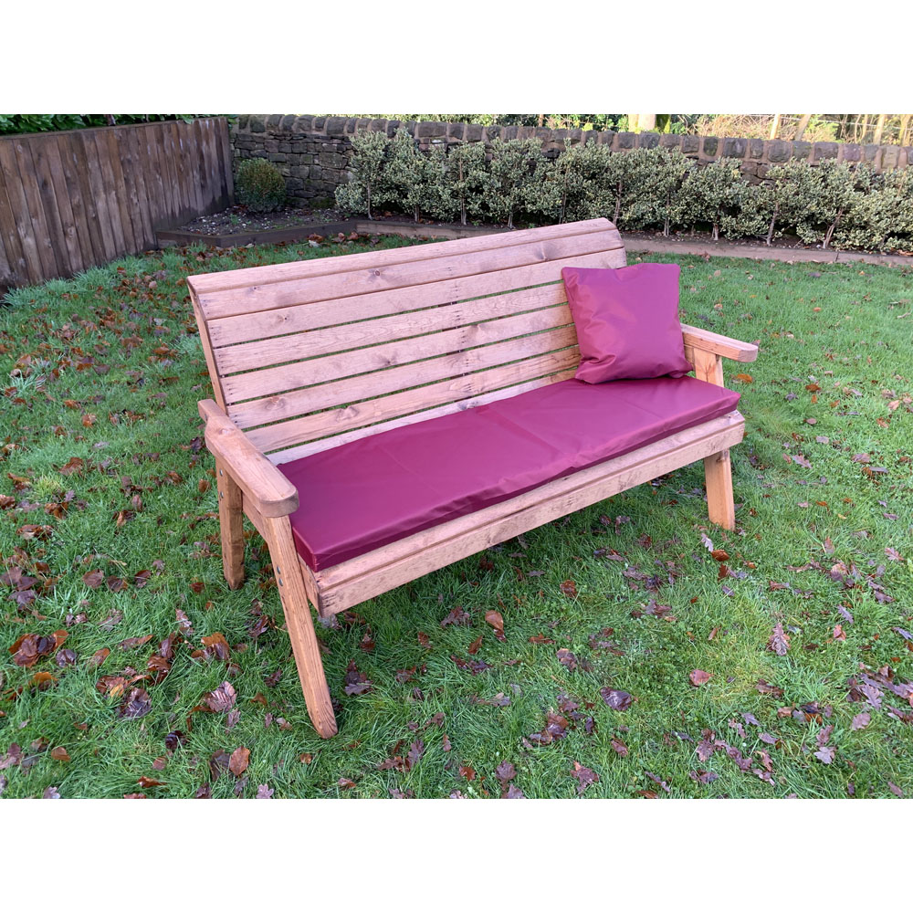 Charles Taylor 3 Seater Winchester Bench with Red Cushions Image 7