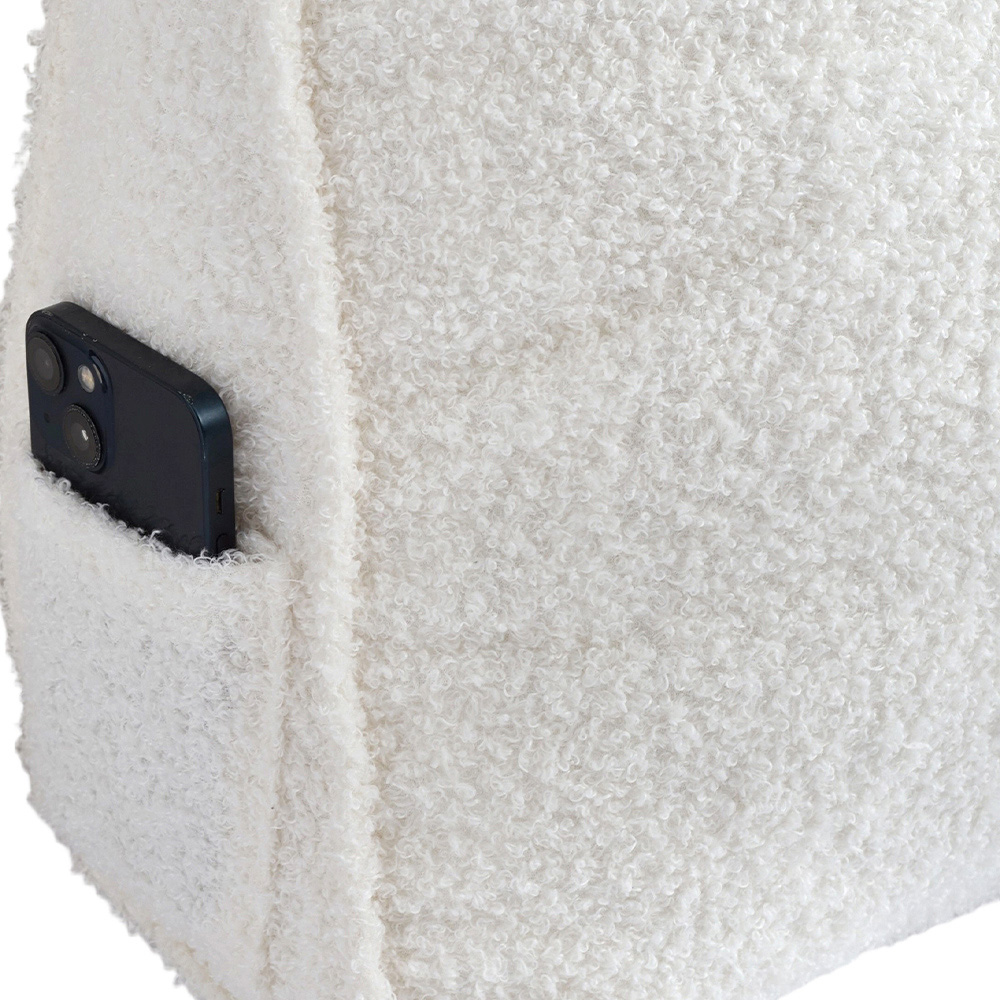 Living and Home Beige Teddy Fleece Wedge Headboard Pillow with Side Pocket 50 x 180cm Image 6