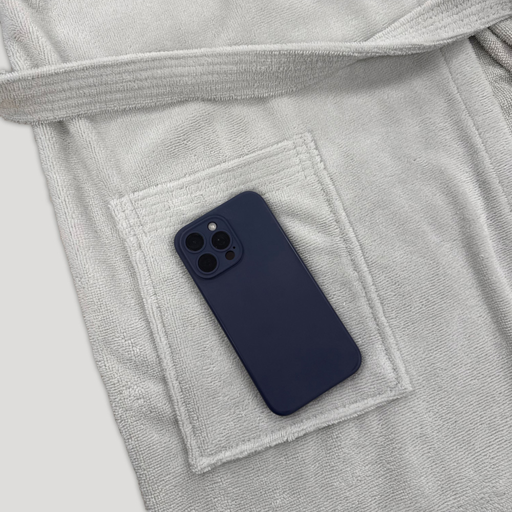 Cloud Touch Luxury Small to Medium Silver Dual Textured Reversible Velvet Towelling Bathrobe Image 3