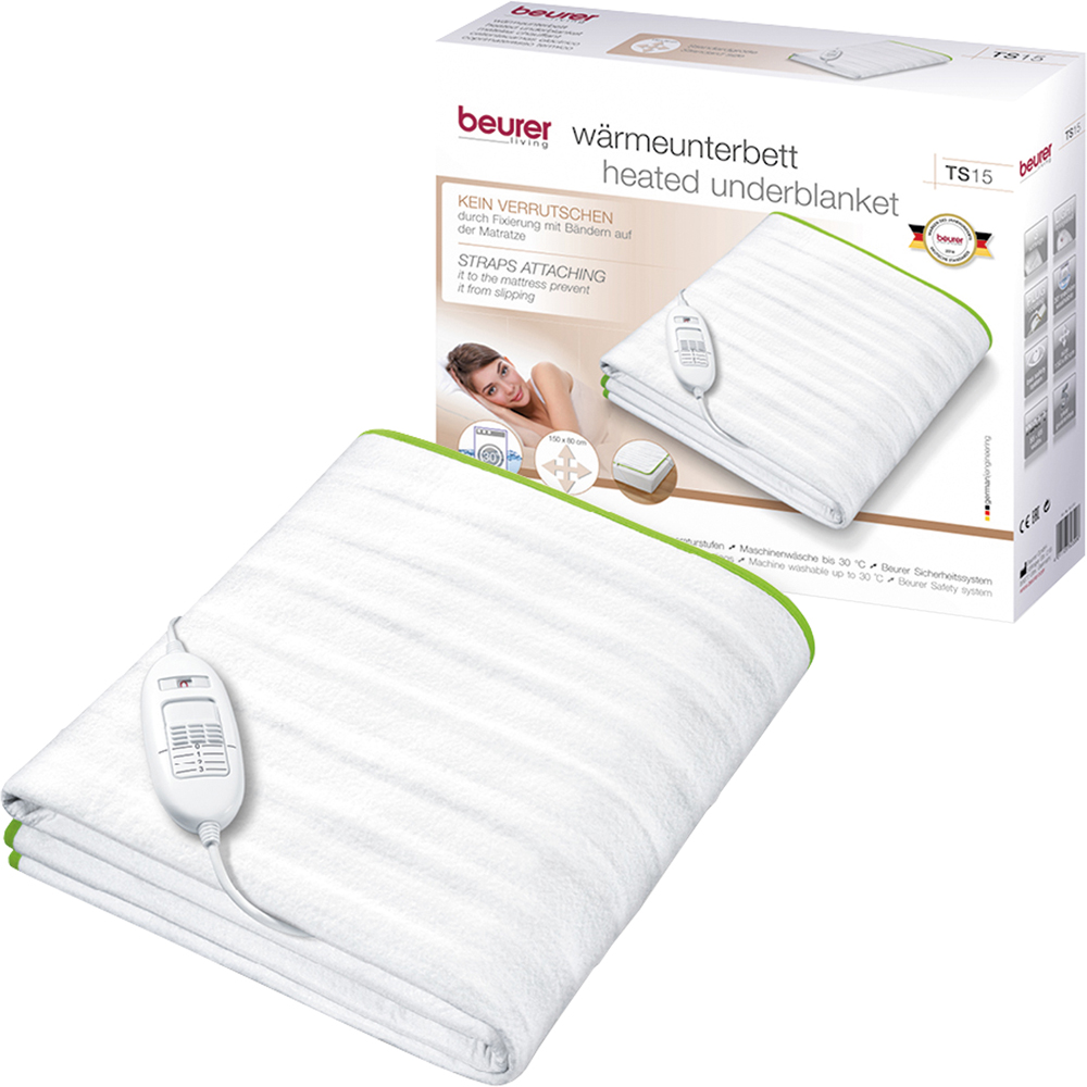 Beurer TS15 Ecologic+ Single White Electric Under Blanket with Controller Image 2