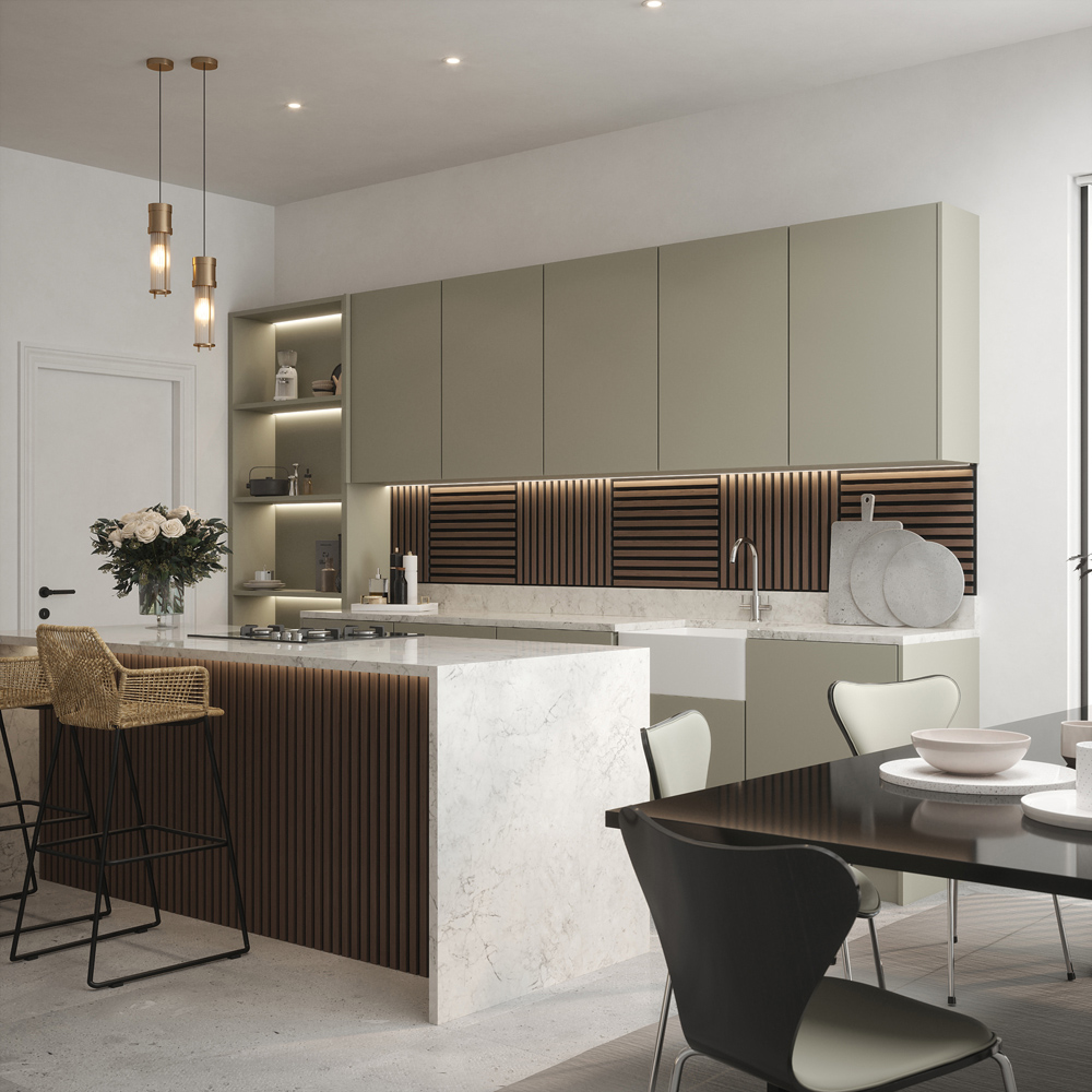 Tuscan Walnut PVC Wrapped Acoustic Wall Tile 55.3 x 55.3cm 4 Pack Image 9