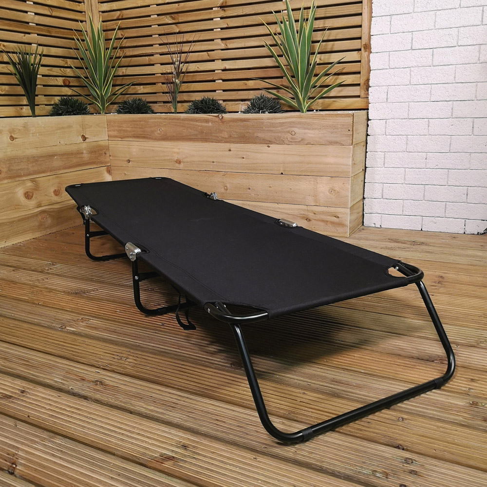 Samuel Alexander Black Garden Patio Reclining Sun Lounger Image 5