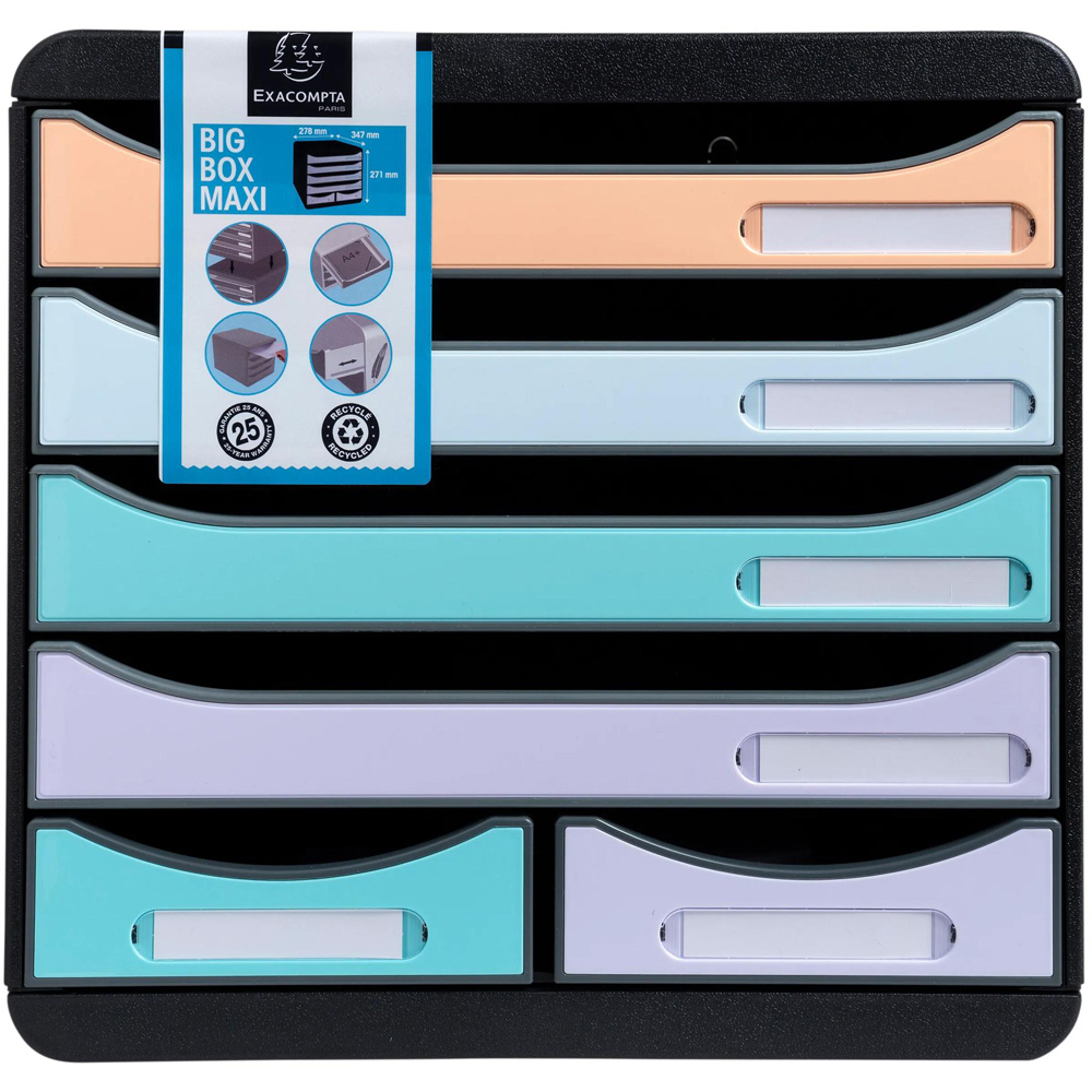 Exacompta Big Box Maxi Aquarel 6 Drawer Multicolour Filing Module Image 5
