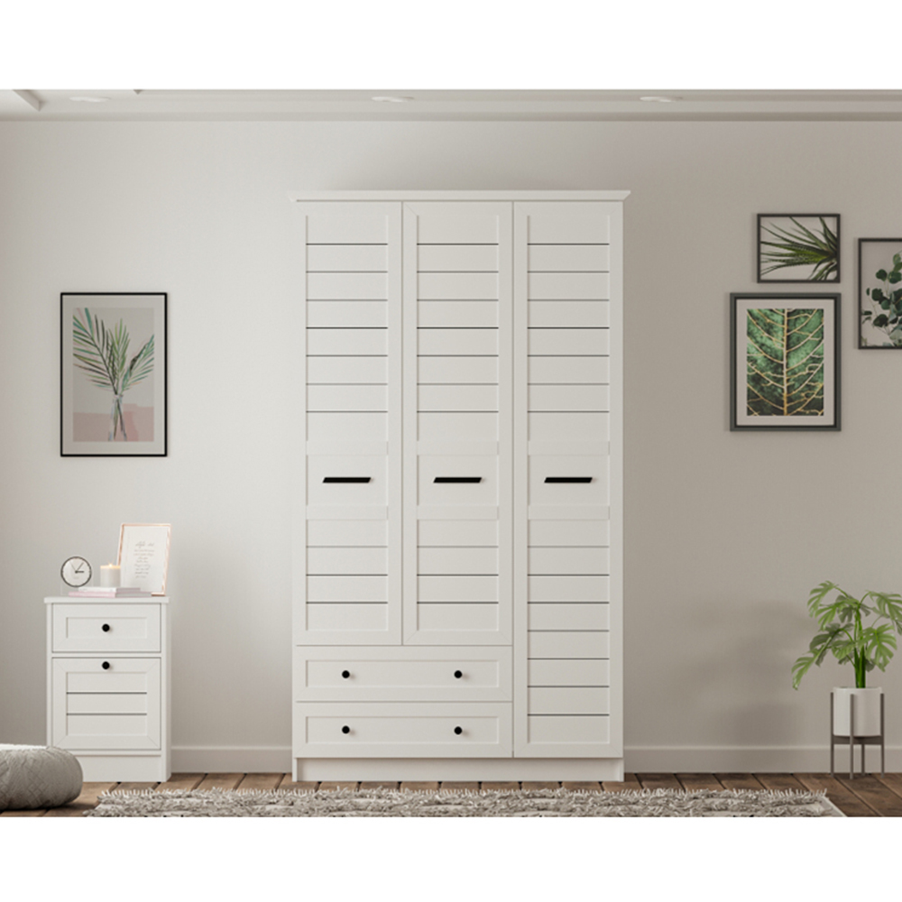 Evu VENICE 3 Doors 2 Drawers White Wardrobe Image 4