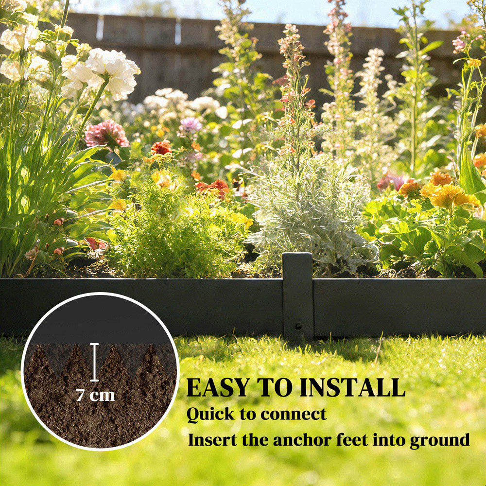 Outsunny 15 x 115cm 5 Pack Black Garden Picket Fence Panel Image 4