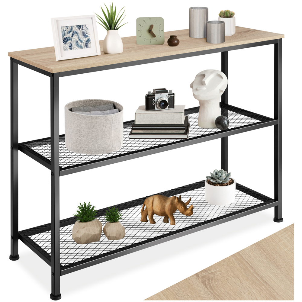 tectake Bristol 2 Wire Shelf Oak Sonoma Console Table Image 2