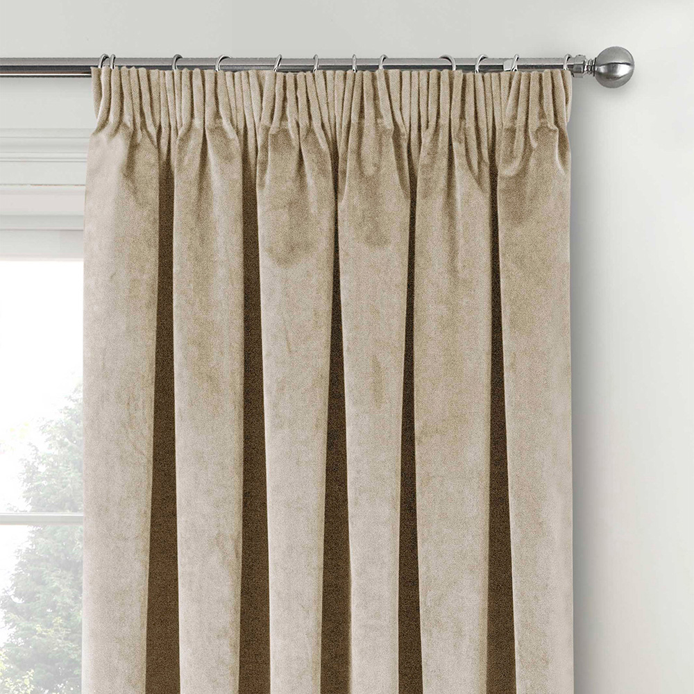 Enhanced Living Oxford Cream Thermal Blackout Pencil Pleat Velvet Curtains 229 x 183cm Image 2