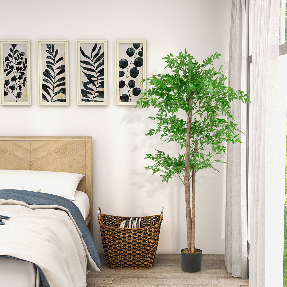 Costway Bamboo Tree Artificial Plant In Pot 4.9ft Image 3