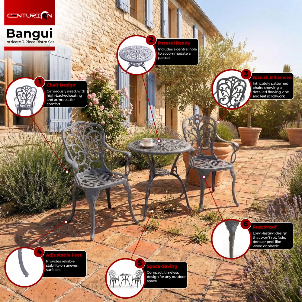 Centurion Supports Bangui 2 Seater Bistro Set Grey Image 6