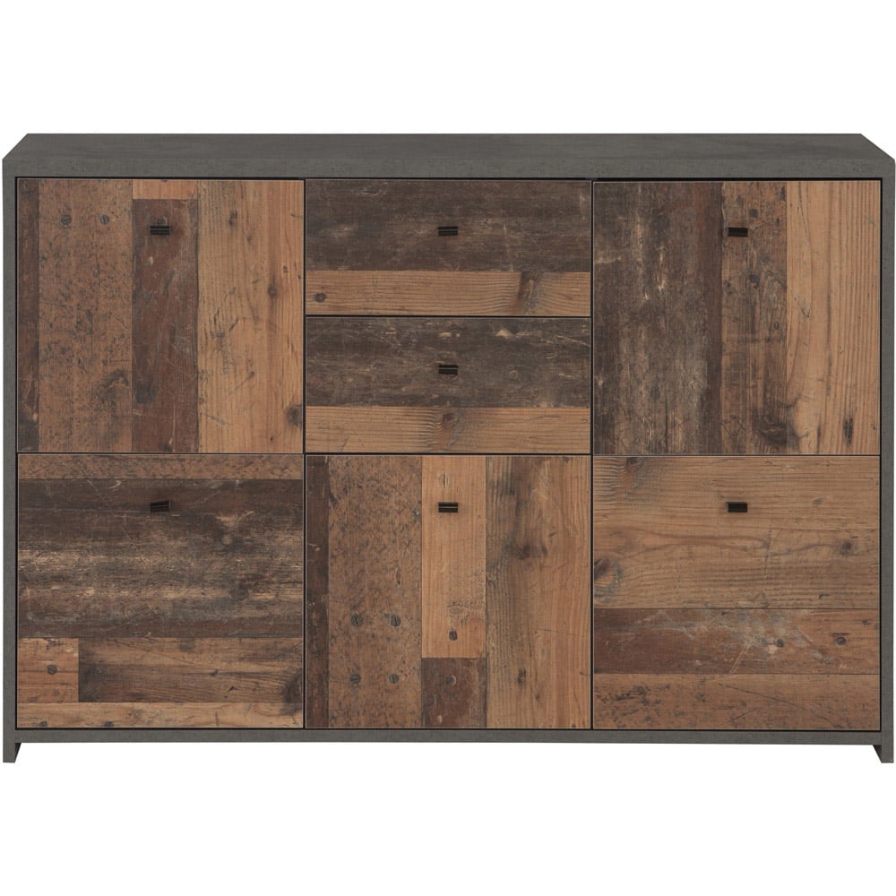 Florence Best 5 Doors 2 Drawers Dark Grey Old-Wood Storage Chest Image 3