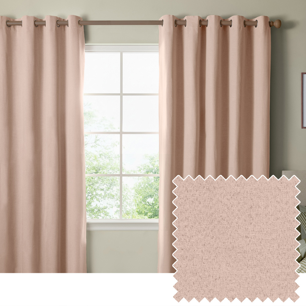 Furn The Ultimate Pink Textured Woven Blackout Eyelet Curtains 117 x 183cm Image 2