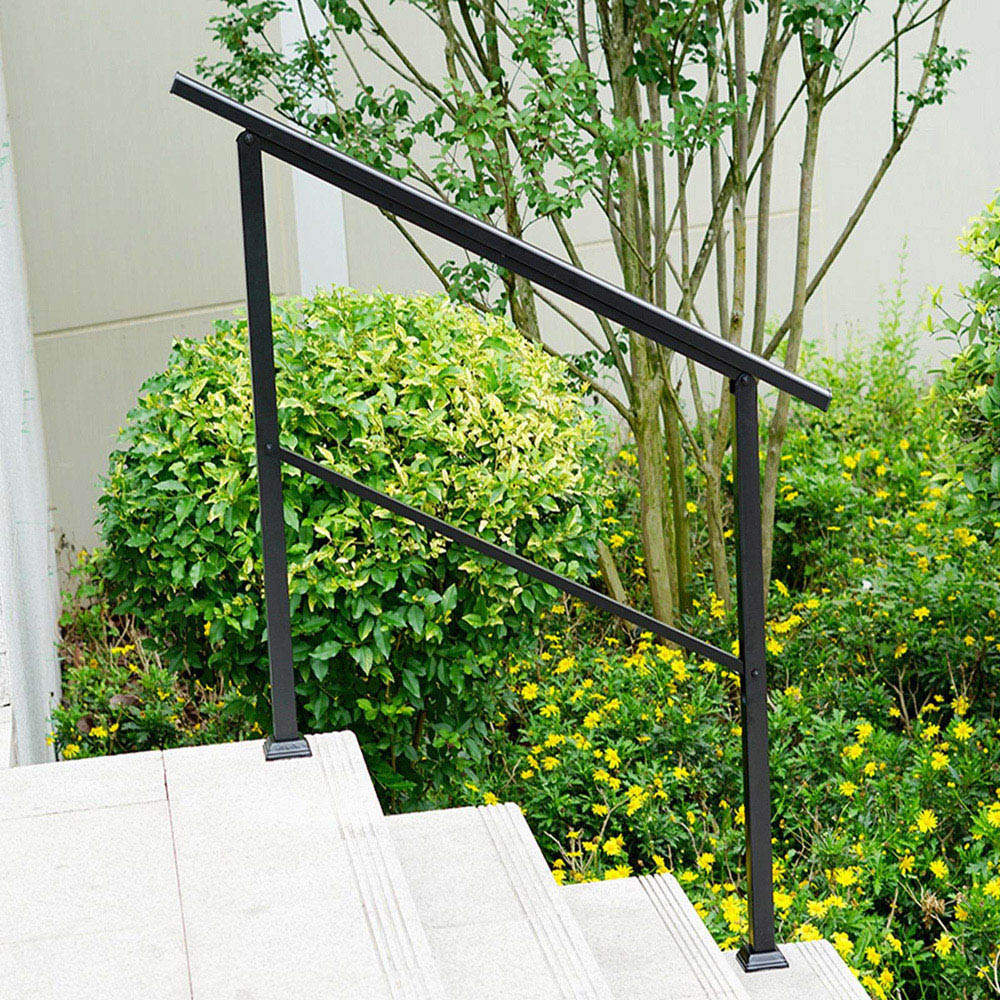 Gr8 Garden Adjustable Black Steel Handrail 1-4 Steps Garden Stairs Grab Rail Image 2