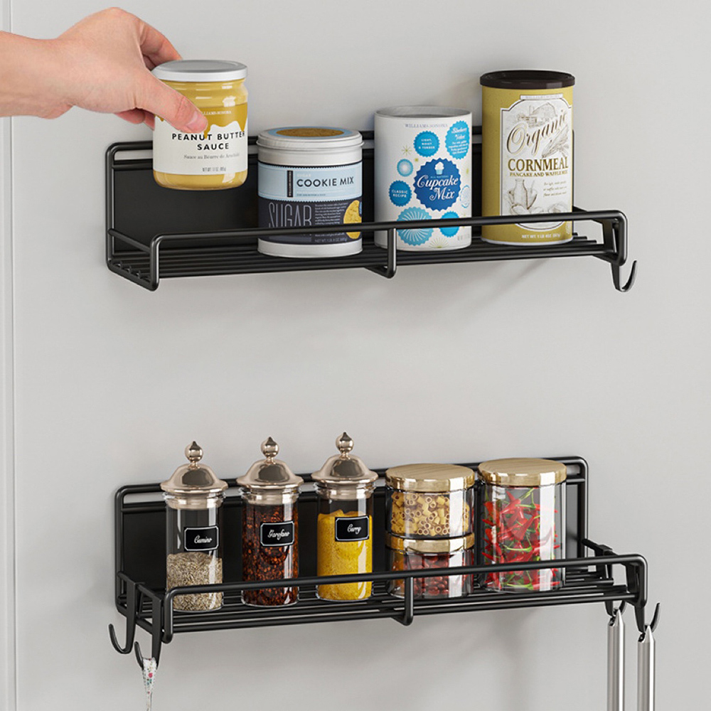 Living and Home 2 Piece Magnetic Fridge Storage Shelf with Hooks Image 8
