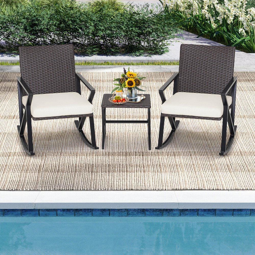 Costway 2 Seater Rattan Patio Bistro Set Image 3