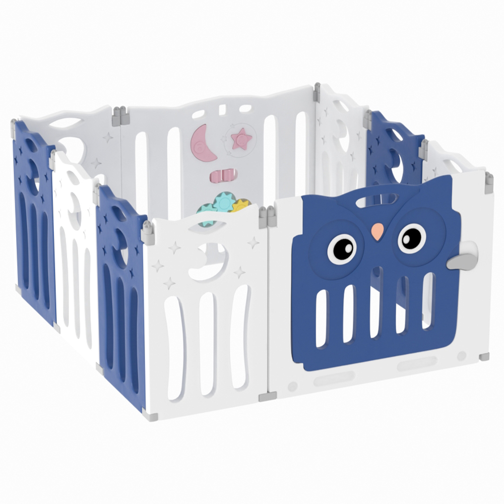 Living and Home White and Blue 10 Panel Foldable Kids Playpen Image 4