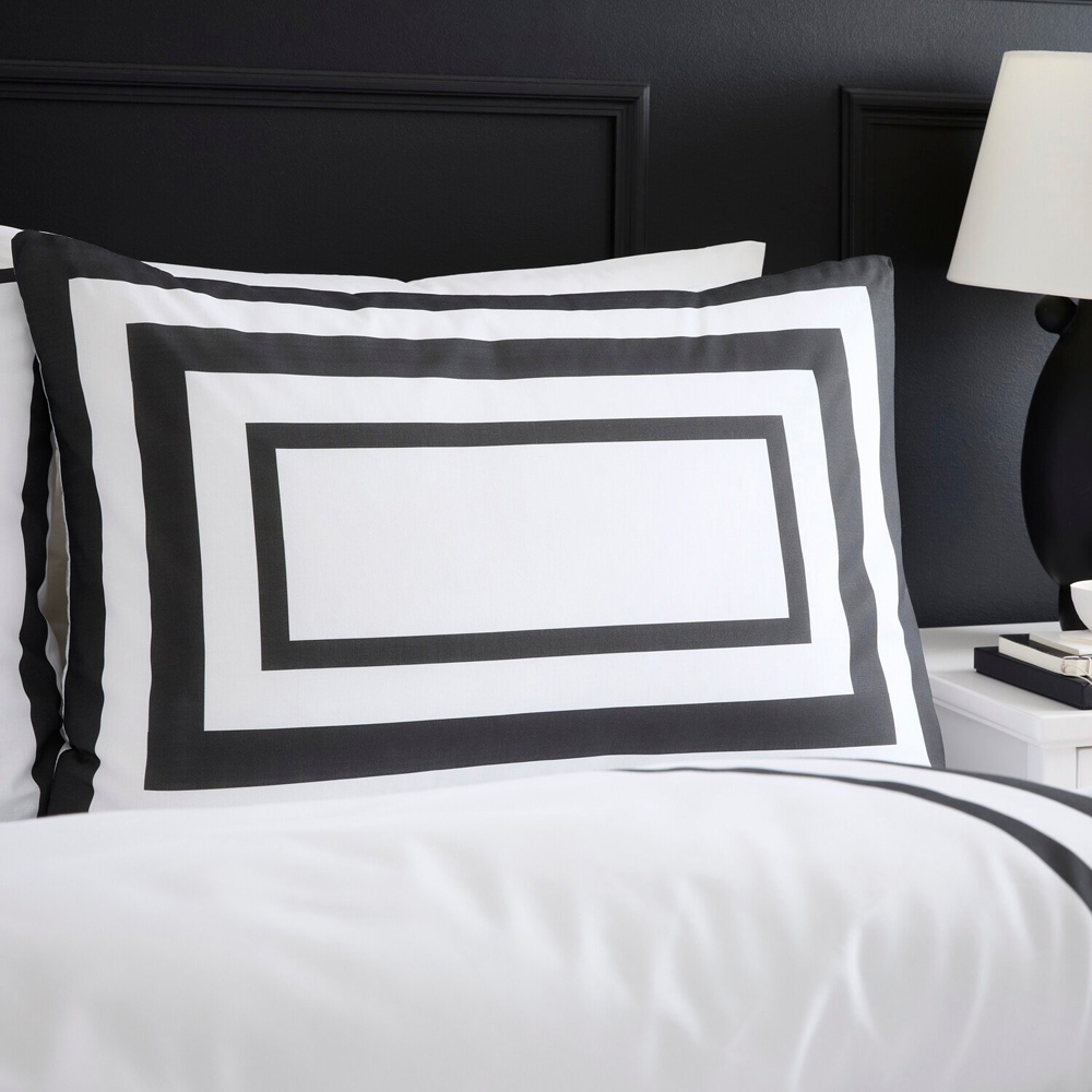 Oxford Border Duvet Set Monochrome Superking Image 5