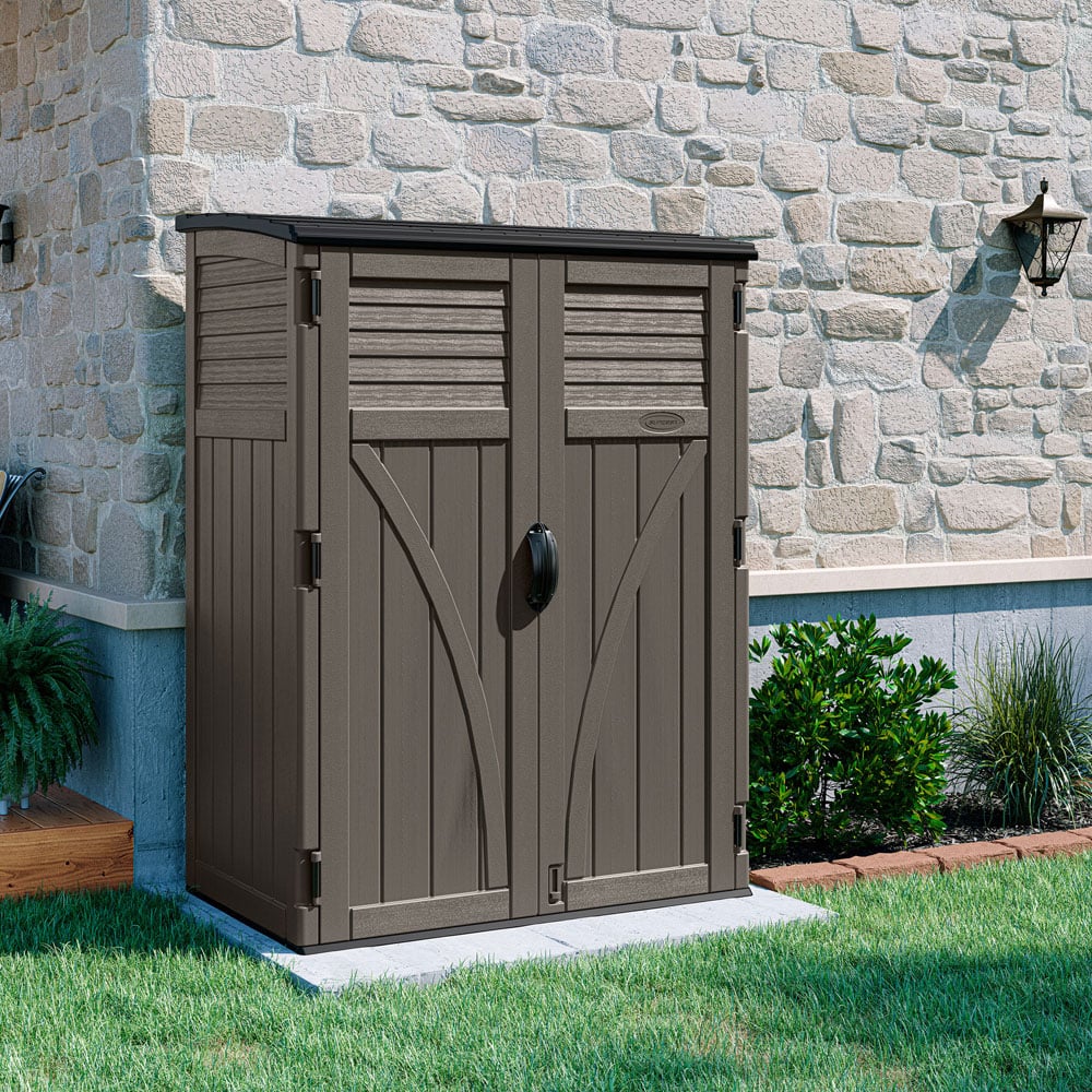 Suncast Aston 6 x 2ft Stone Grey Double Door Storage Cabinet Image 2