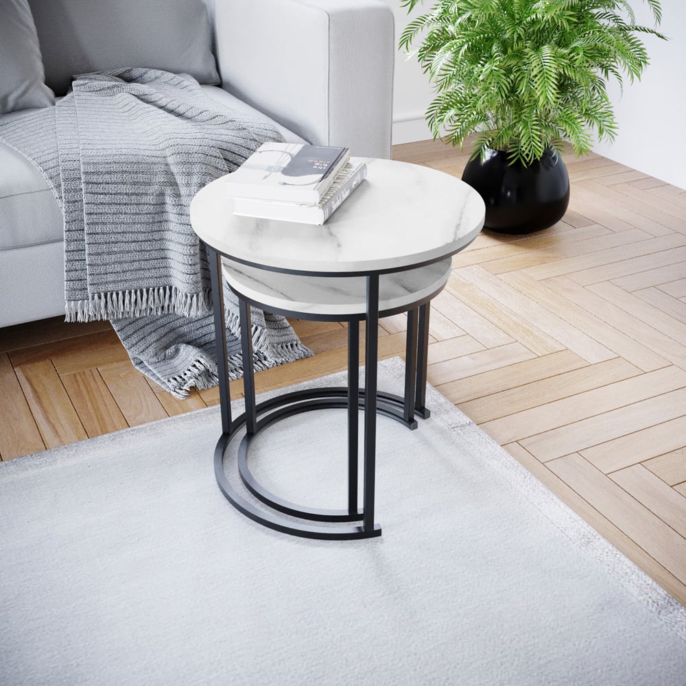 Vida Designs Brooklyn Marble Nest of Tables Set of 2 Image 4