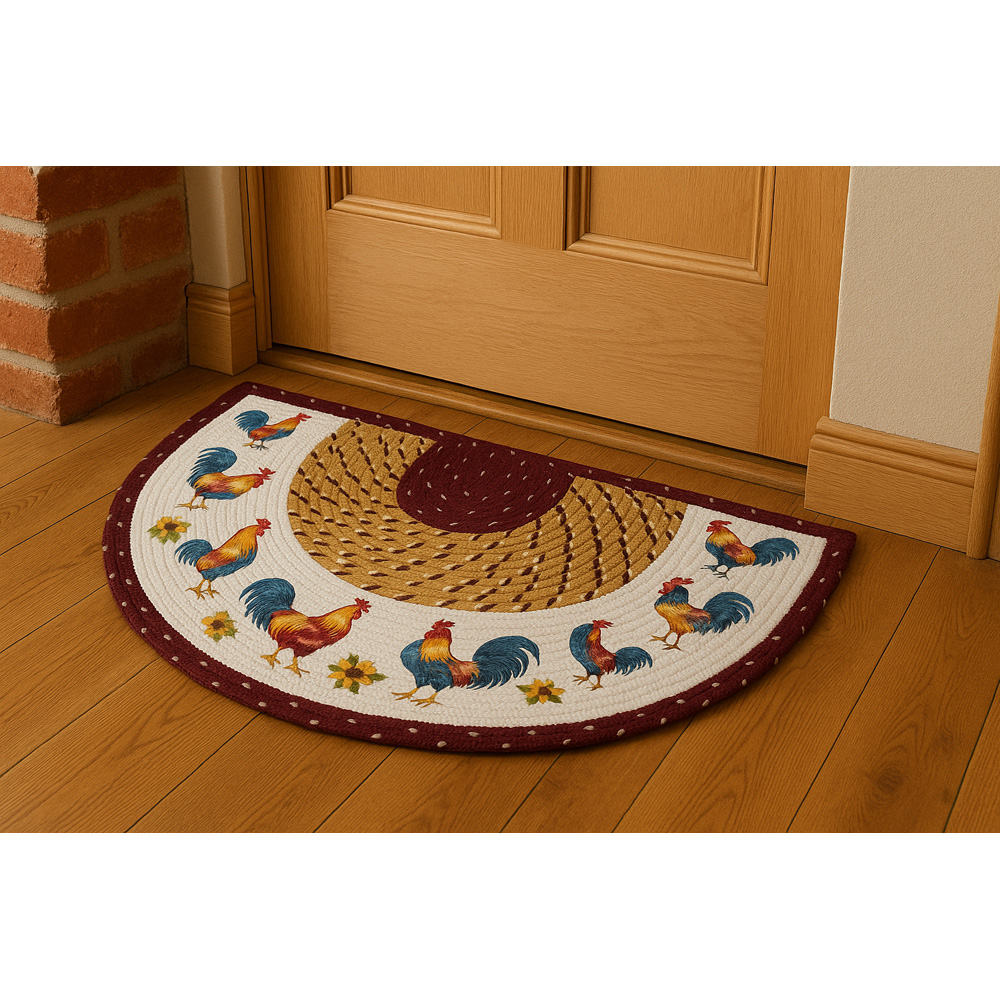 Avilo Multicolour Rooster Half-Moon Braided Rug 76.2 x 50.8cm Image 4