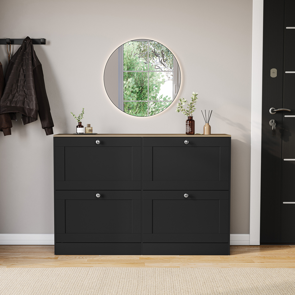 VIDA DESIGNS 4 Drawer Black and Oak Effect Shoe Cabinet Image 3