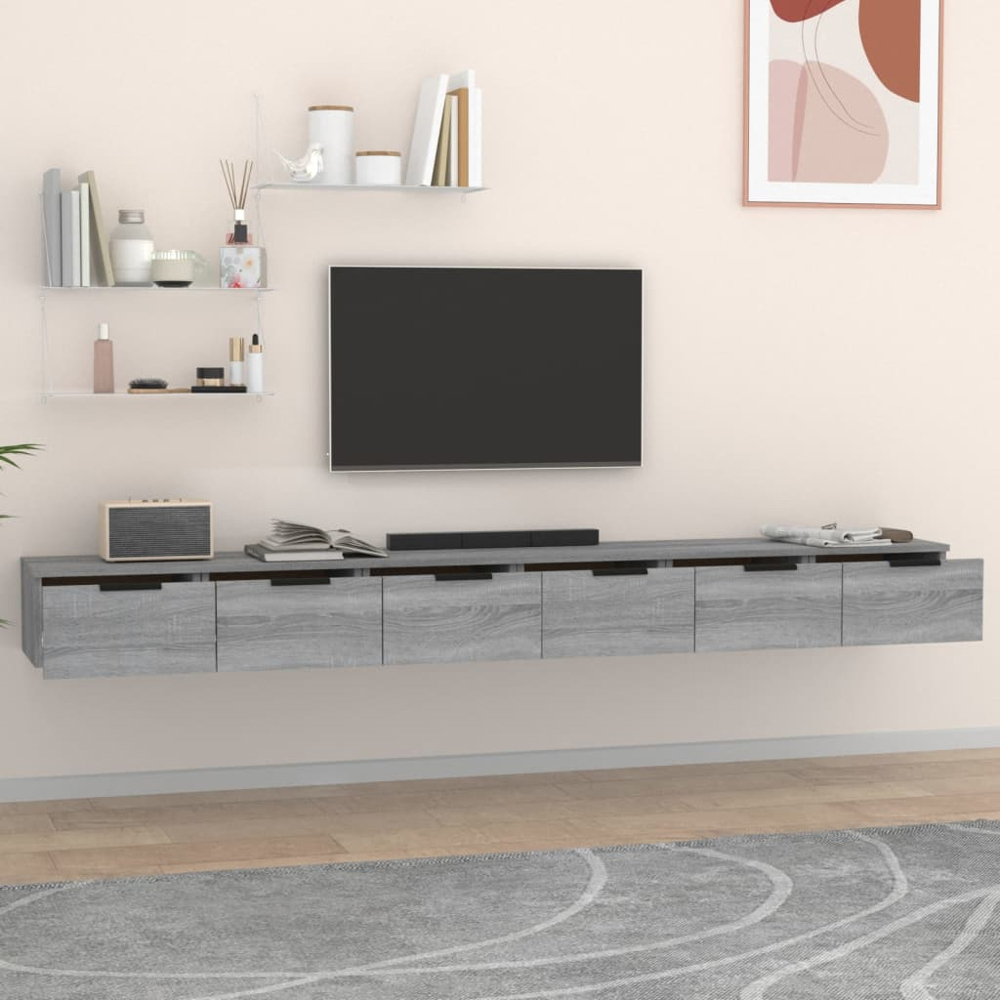 vidaXL 3 Drawer Grey Sonoma Wall Cabinet Set of 2 Image 1