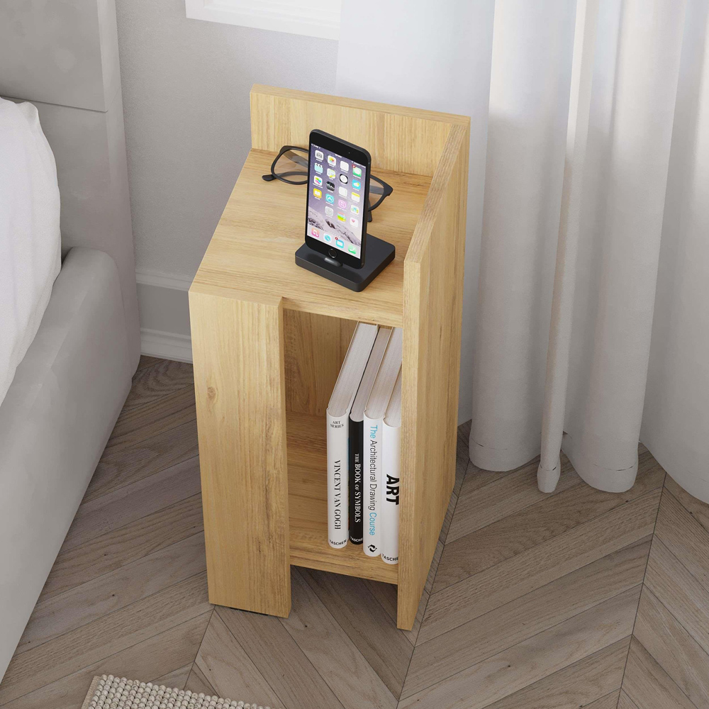 Decortie Elos Single Shelf Oak Modern Right Module Bedside Table Image 4