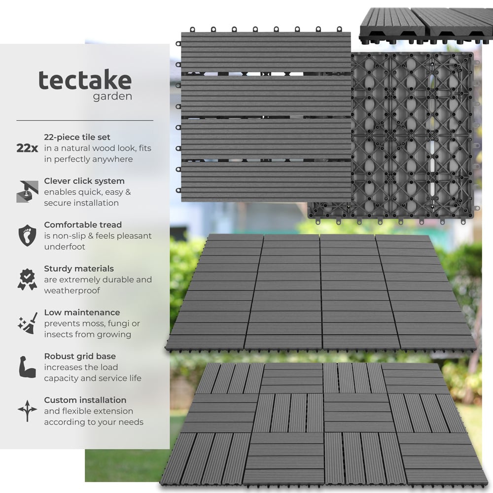 tectake Tegulas Grey Wood Lock Composite Decking 22 Pack Image 6