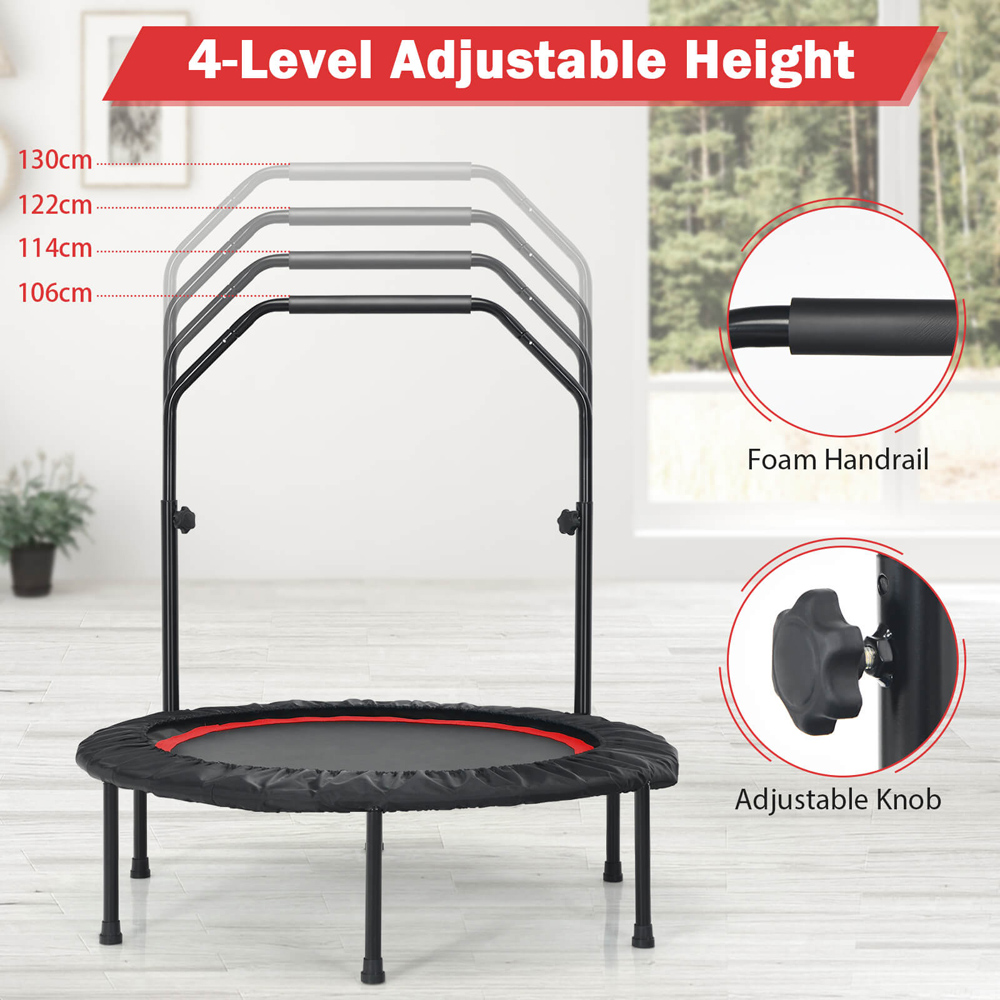 Costway 3ft Red Mini Trampoline with 2 Resistance Bands Image 7
