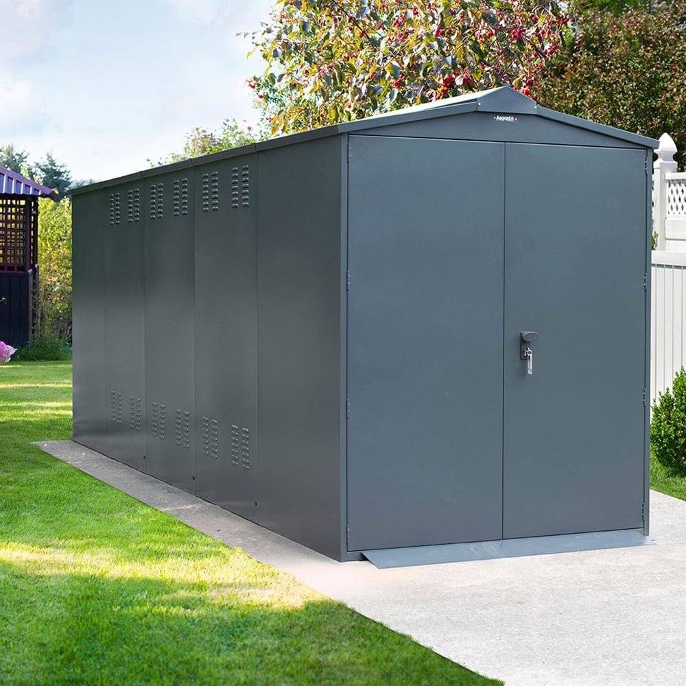 Asgard Centurion 5x 18ft Double Door Grey High Security Apex Motorcycle Garage Image 9