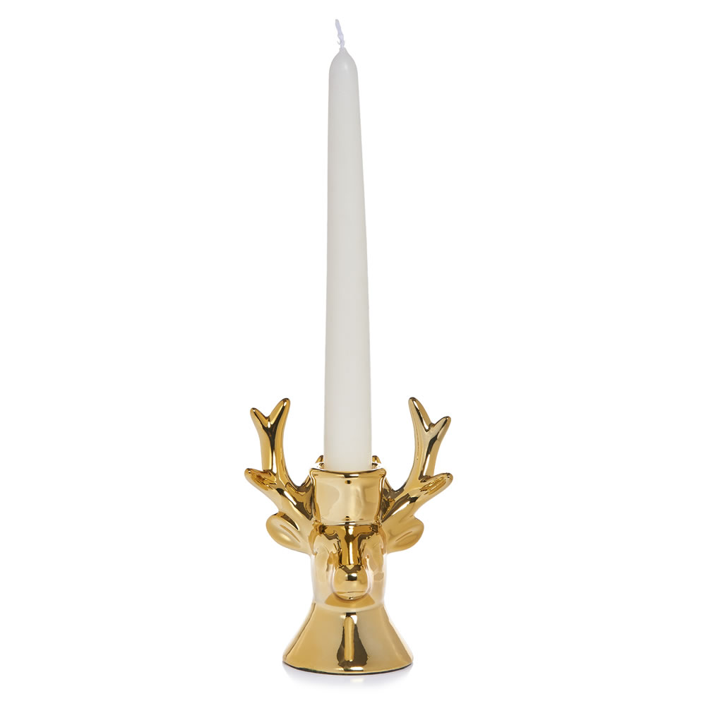 Wilko Gold Stag Head Christmas Candle Holder Wilko