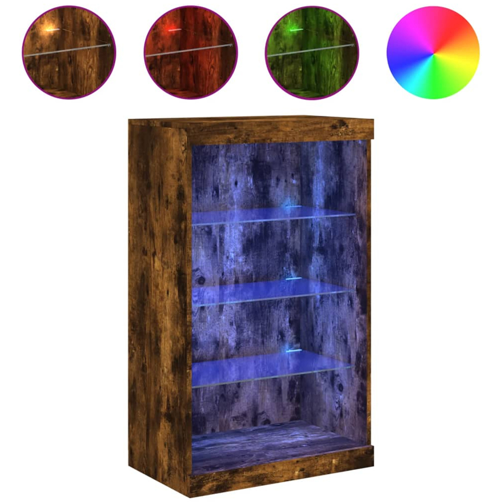 vidaXL 4 Shelf Smoked Oak LED Sideboard Image 2