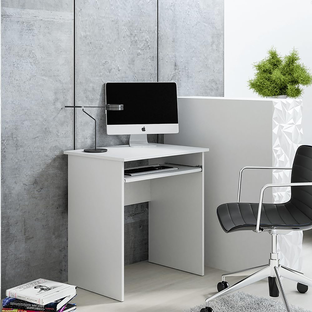 Kudl Luna Computer Desk with Pull Out Tray White Image 5