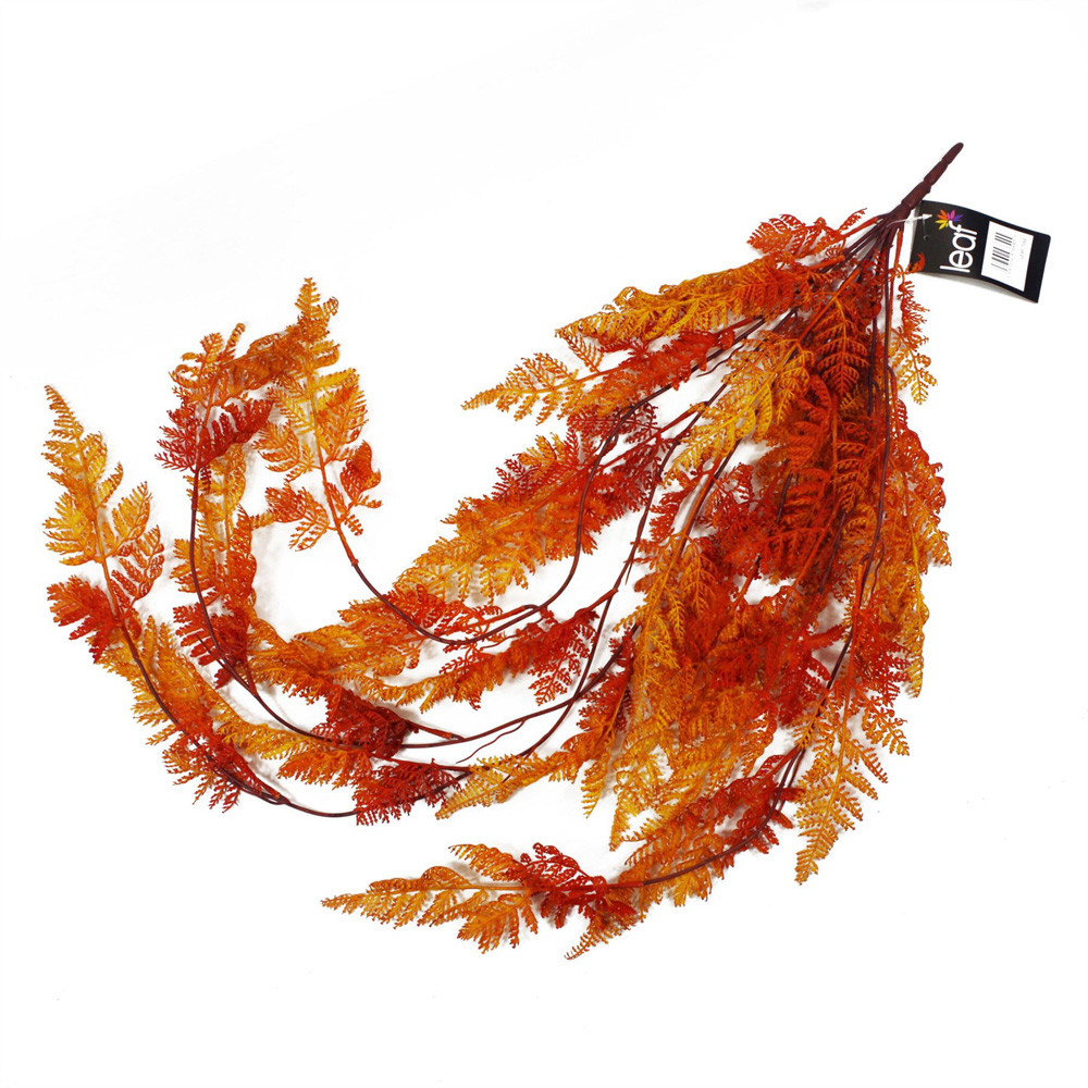 Leaf Artificial Hanging Maidenhair Autumn Orange Fern Plant 100cm 6 Pack Image 5