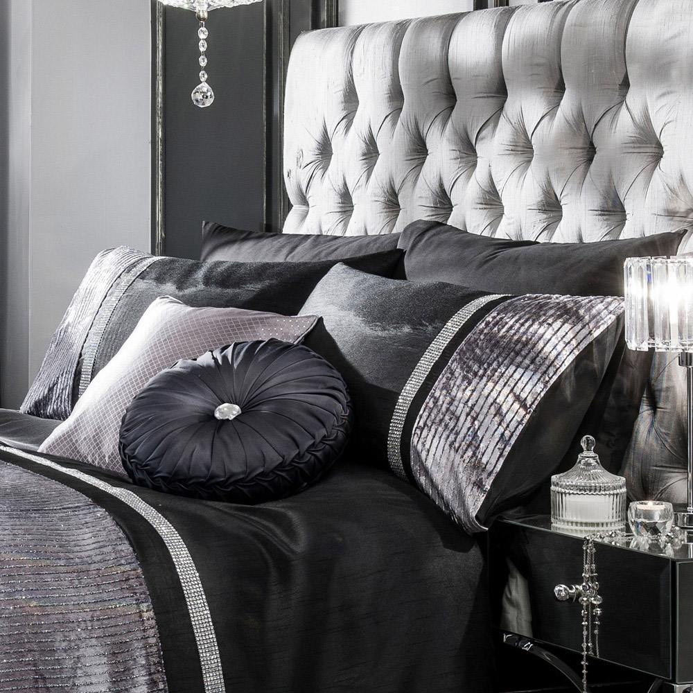 Intimates Chanelle Super King Size Black Diamante-Style Embellished Duvet Cover Set Image 2