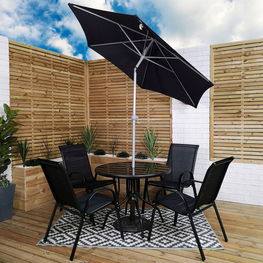Samuel Alexander 4 Seater Round Outdoor Dining Set with Black Parasol Image 7