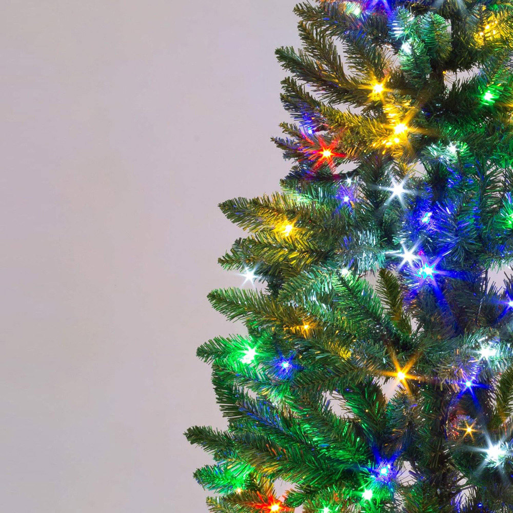 Shatchi Multicolour LED Pre-Lit Artificial Slim Christmas Tree 5ft Image 3
