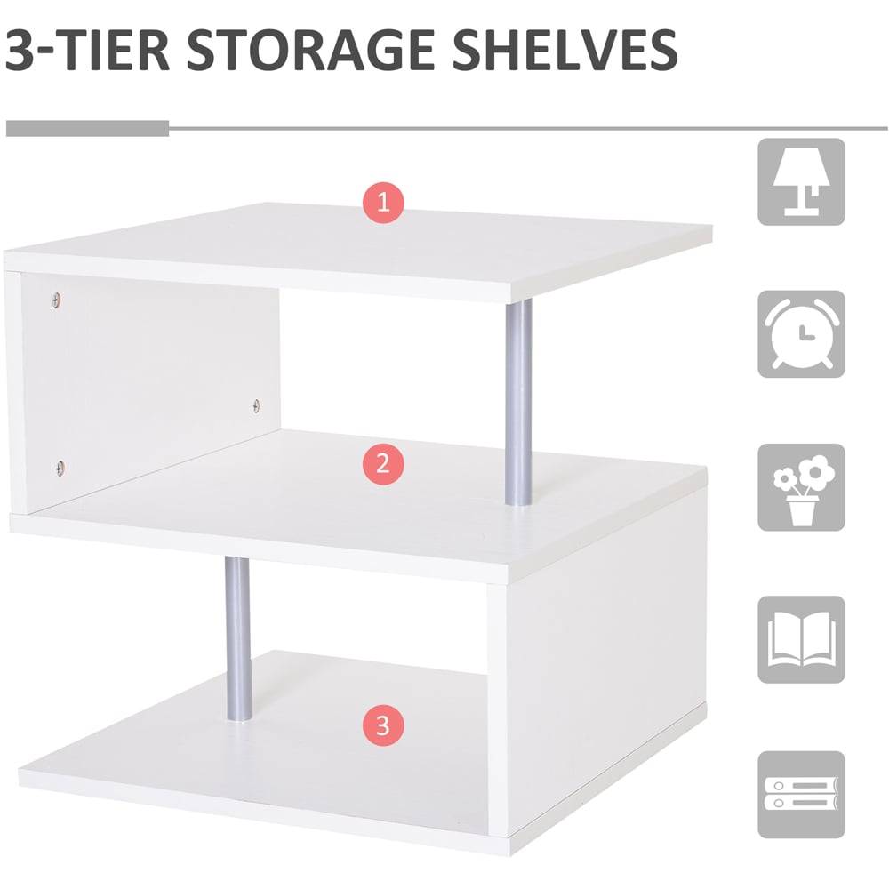 Portland 2 Shelf White S Shape Side Table Image 8