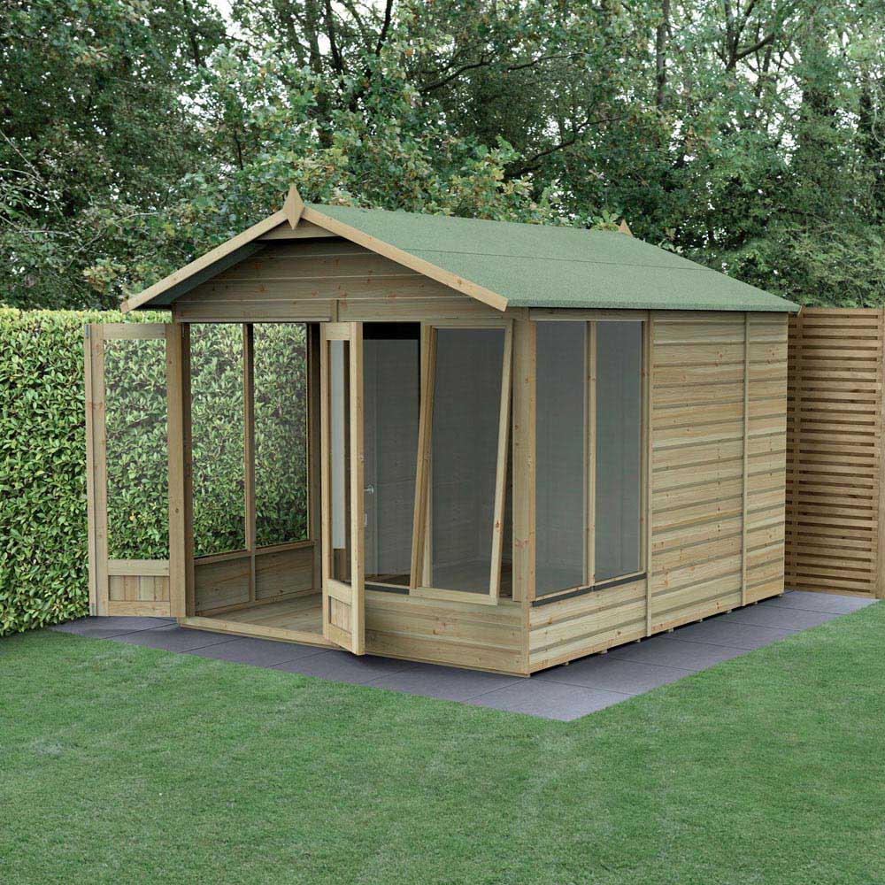 Forest Garden Beckwood 8 x 10ft Single Opening Shiplap Apex Summerhouse Image 2