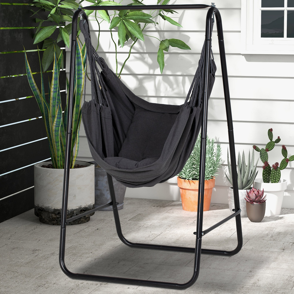 Outsunny Dark Grey Hammock with Stand Image 1